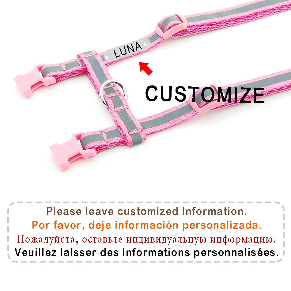 Simple Puurrsonalized Reflective Cat Harness w/ Leash