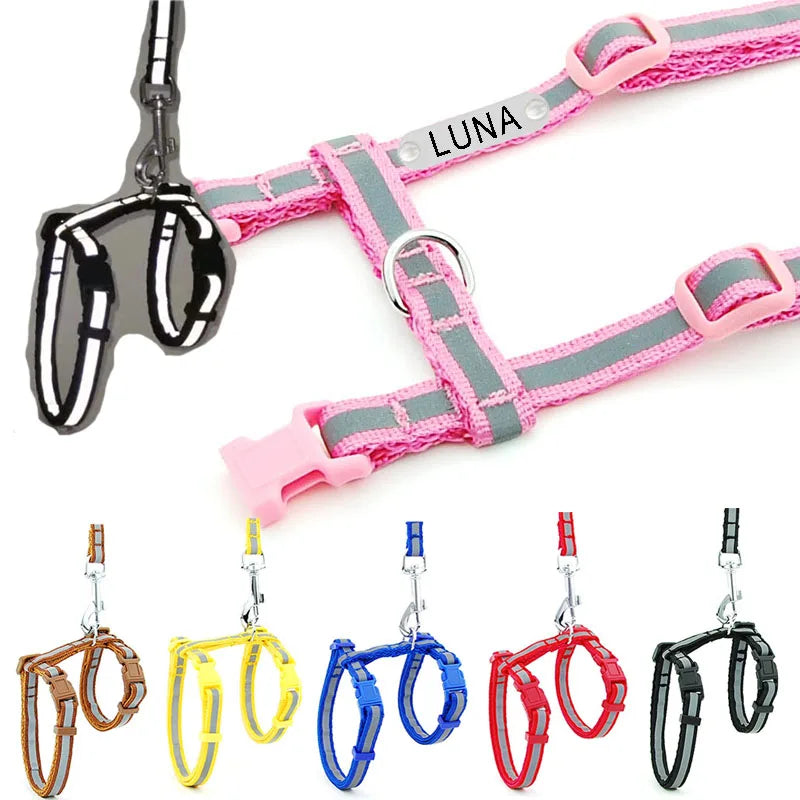 Simple Puurrsonalized Reflective Cat Harness w/ Leash
